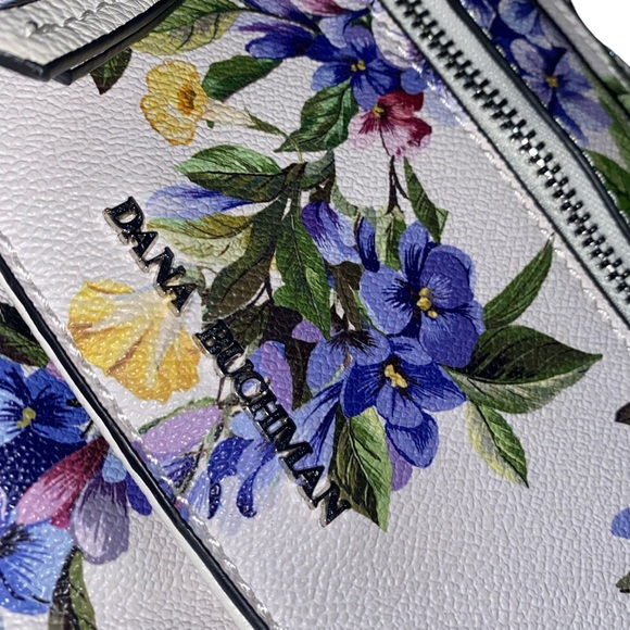DANA BUCHMAN Faux Leather Floral Patterned Crossbody Shoulder Bag White & Purple - Picture 6 of 7